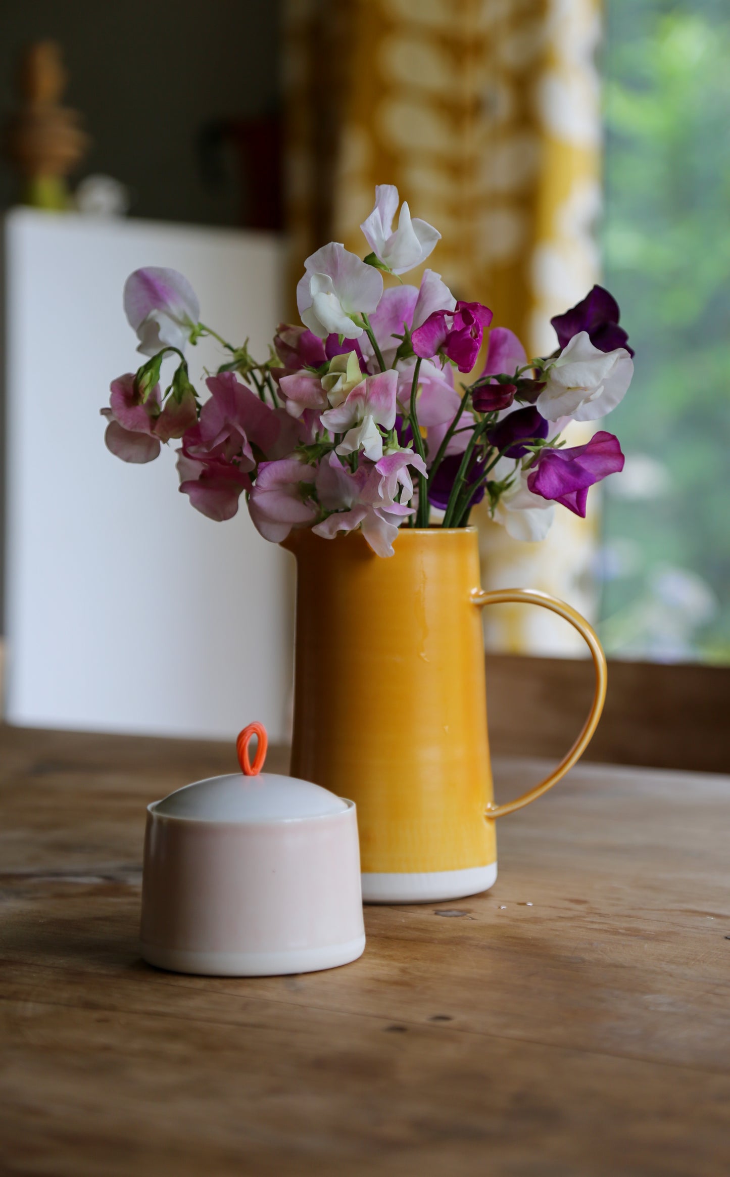 Pink and Orange Lidded Loop Jar